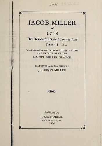 Jacob Miller of 1748