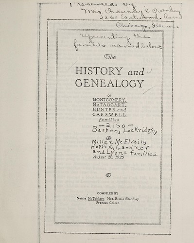 The history and genealogy of Montgomery, McTaggart, Hunter and Carswell families ..