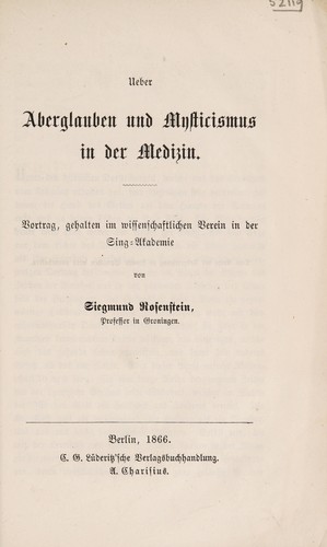 Ueber Aberglauben und Mysticismus in der Medizin