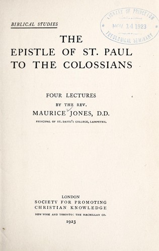 The Epistle of St. Paul to the Colossians