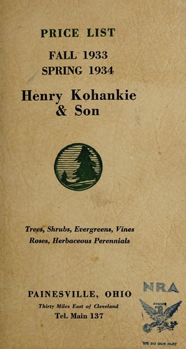 Price list, fall 1933 - spring 1934