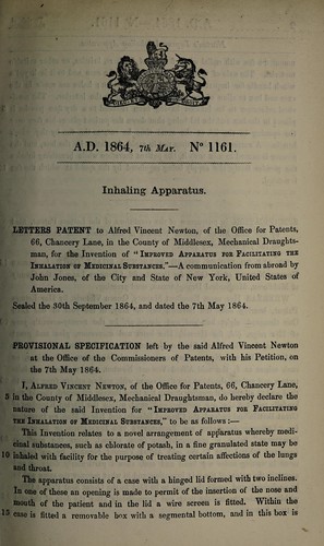 Specification of Alfred Vincent Newton