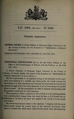 Specification of Julius Jeffreys