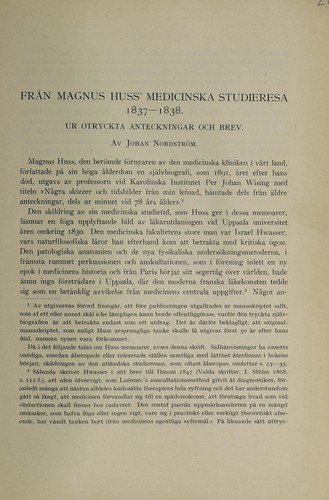 Från Magnus Huss' medicinska studieresa, 1837-1838