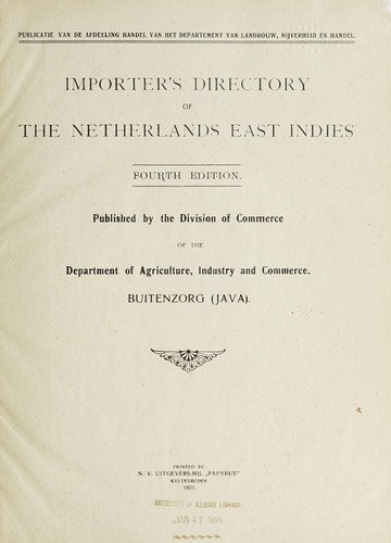 Importer's directory of the Netherlands East Indies