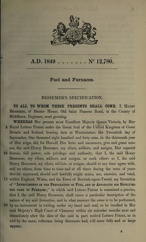 Specification of Henry Bessemer