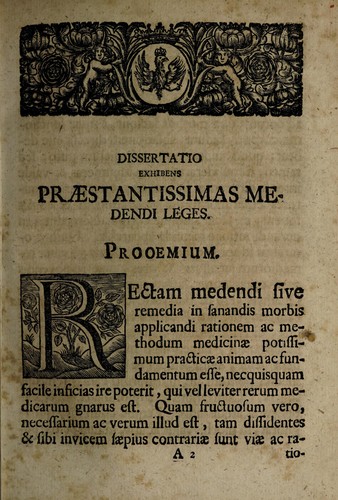 Dissertatio inauguralis medica exhibens praestantissimus medendi leges ...