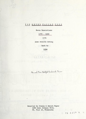 Meyer family tree, 7 generations, 1774-1960