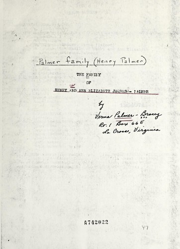 The family of Henry and Ann Elizabeth Jaques - Palmer
