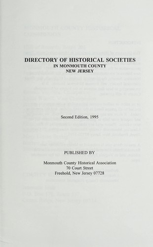Directory of historical societies in Monmouth County, New Jersey