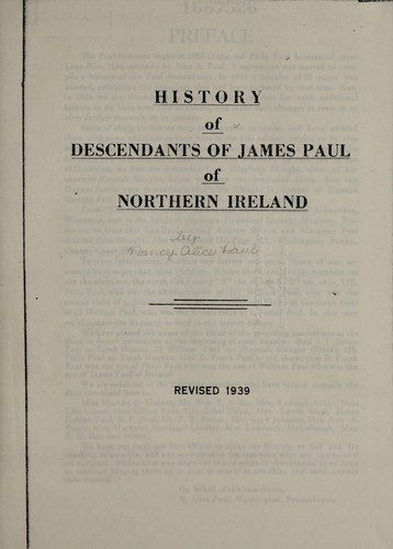 History of descendants of James Paul of Northern Ireland