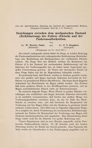 Beziehungen zwischen dem mechanischen Zustand (Zerkleinerung) des Futters (Fleisch) und der Pankreassafteskretion