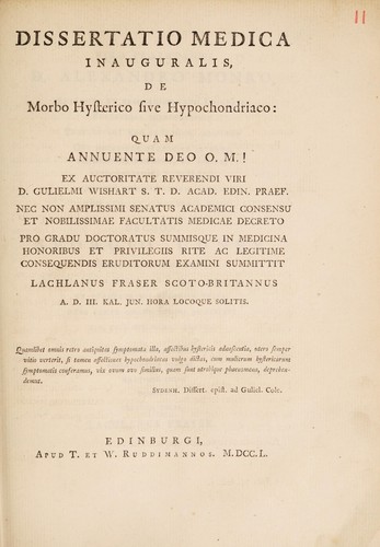 Dissertatio medica inauguralis, de morbo hysterico sive hypochondriaco ...