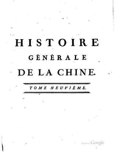 Histoire genérale de la Chine: ou Annales de cet empire