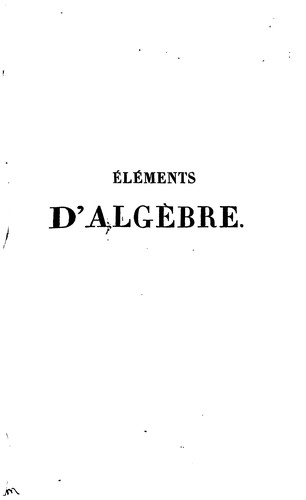 Éléments d'algèbre