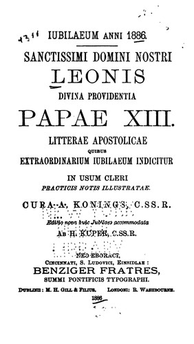Sanctissimi Domini Nostri Leonis divina providentia Papae XIII. Litterae apostolicae quibus ...