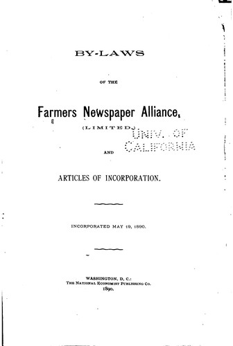 By-laws of the Farmers Newspaper Alliance (Limited) and Articles of ...