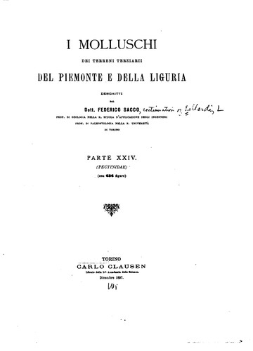 I molluschi dei terreni terziari del Piemonte e della Liguria