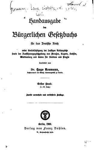 Handausgabe des Bürgerlichen Gesetzbuchs für das Deutsche Reich