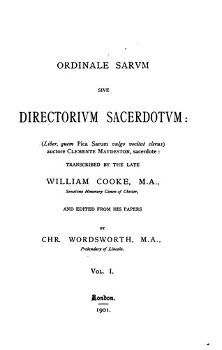 Ordinale Sarvm sive Directorivm sacerdotvm