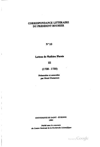 Lettres de Mathieu Marais