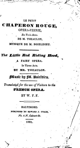 Le petit chaperon rouge: opera-feerie, en trois actes