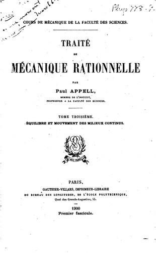 Traité de mécanique rationnelle