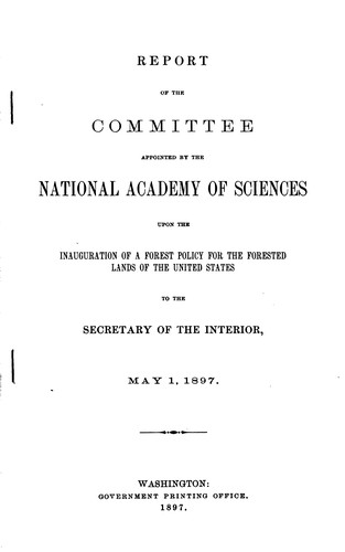 Report of the Committee Appointed by the National Acadeny of Sciences Upon the Inauguration of a ...