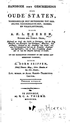 Handboek der geschiedenis der oude staten: voornamelijk met betrekking tot ...