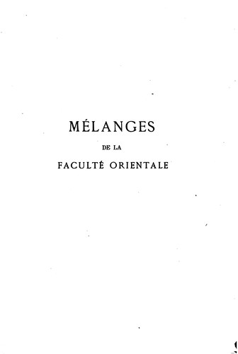 Mélanges de l'Université Saint-Joseph