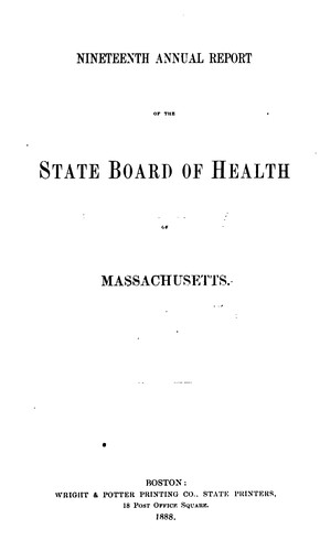 Annual report of the State Board of Health of Massachusetts. 1890
