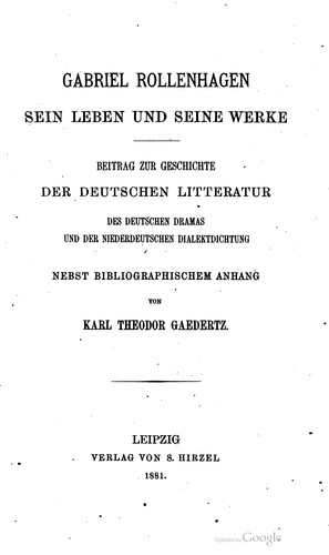 Gabriel Rollenhagen, sein Leben und seine Werke