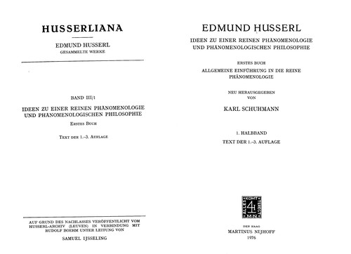Ideen zu einer reinen Phänomenologie und phänomenologischen Philosophie