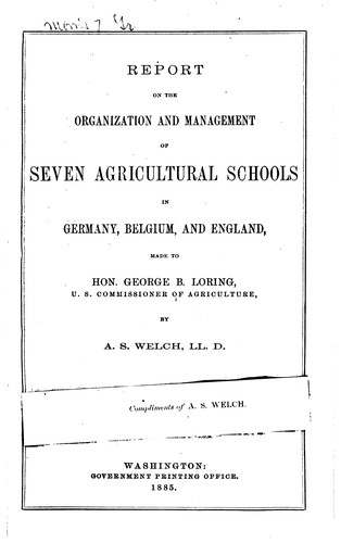 Report on the Organization and Management of Seven Agricultural Schools in ...