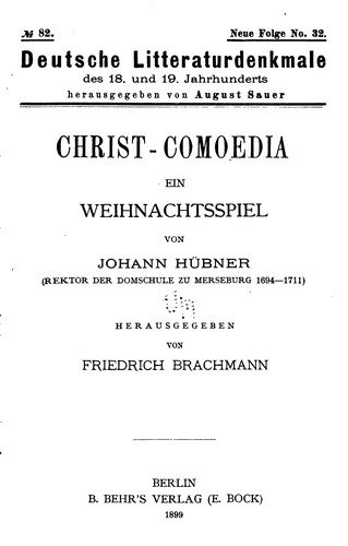 Deutsche Litteraturdenkmale des 18. Und 19. Jahrhunderts