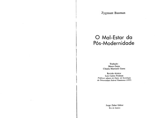 O Mal-estar da pos-modernidade