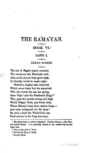 The Rámáyan of Válmíki