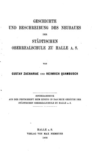 Geschichte und Beschreibung des Neubaues der städtischen Oberrealschule zu ...