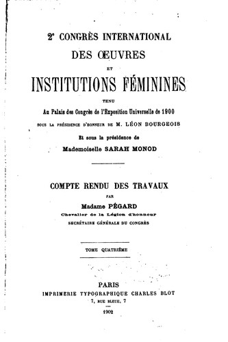 2e Congrès international des œuvres et institutions féminines