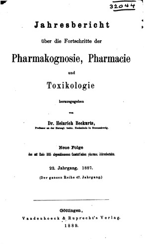 Jahresbericht über die Fortschritte der Pharmacognosie, Pharmacie und ...