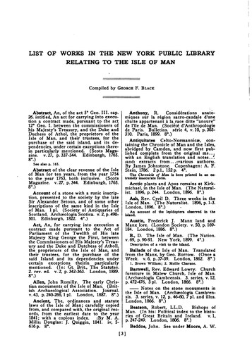 List of Works Relating to the Isle of Man