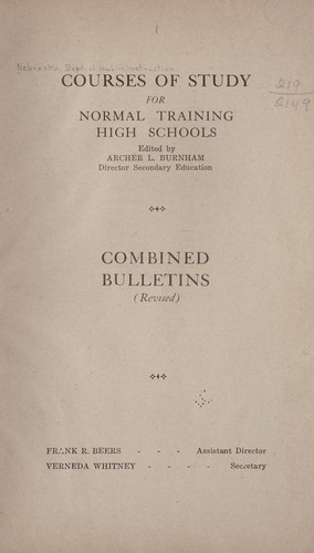 Courses of study for normal training high schools
