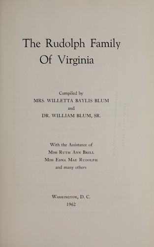 The Rudolph family of Virginia