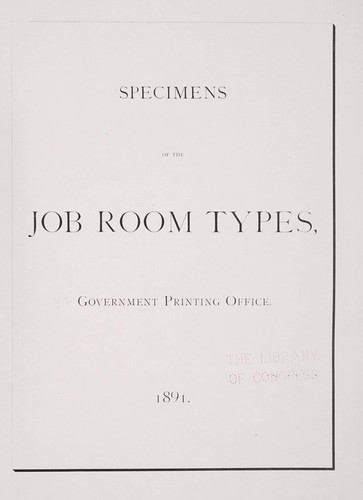 Specimens of the job room types, Government printing office