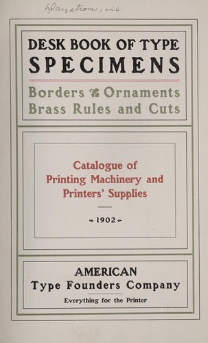 Desk book of type specimens, borders, ornaments, brass rules and cuts