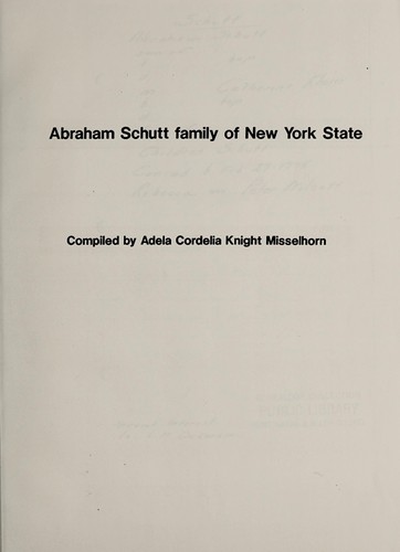 Abraham Schutt family of New York State