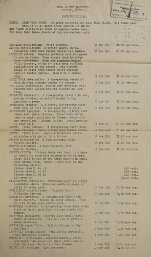 1933 price list