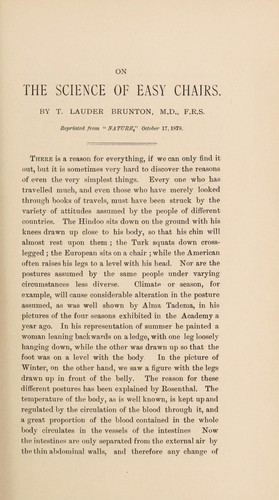 On the science of easy chairs, reprinted from "Nature", Oct. 17, 1878