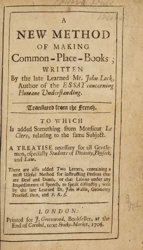 A new method of making common-place-books