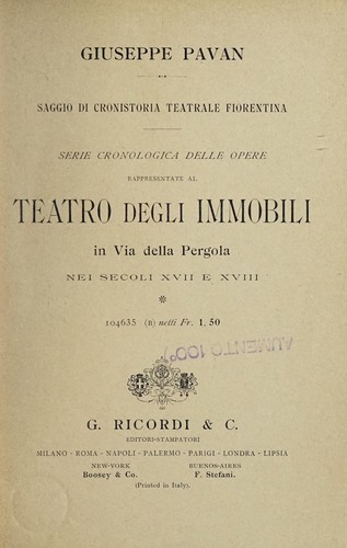 Saggio di cronistoria teatrale fiorentina
